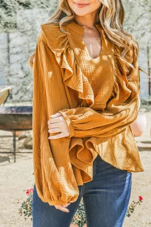 Rust Ruffle Blouse