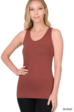 Rust scoop neck tank top