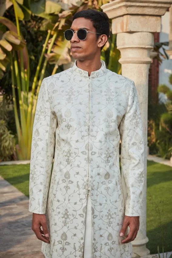 Ryan- Off White Chikankari Sherwani Set