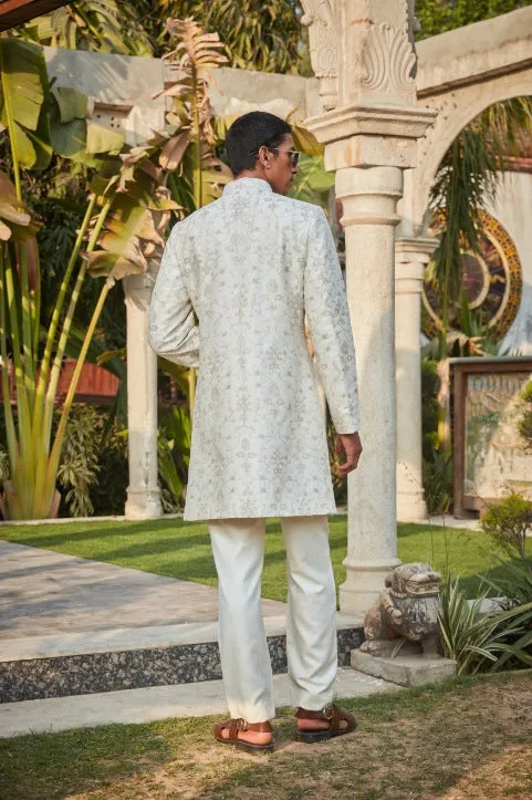 Ryan- Off White Chikankari Sherwani Set