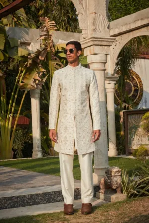 Ryan- Off White Chikankari Sherwani Set
