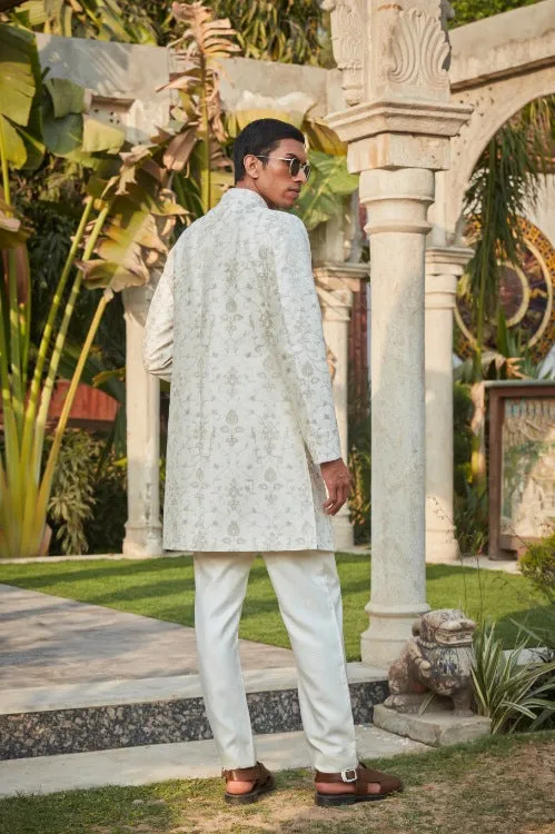 Ryan- Off White Chikankari Sherwani Set