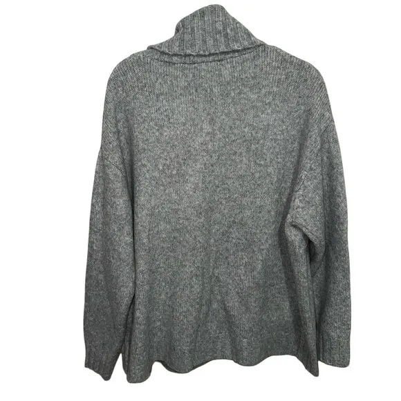 Saks Fifth Avenue Grey Wool/ Alpaca Turtleneck W/ Faux Fur Pockets Sweater Sz L