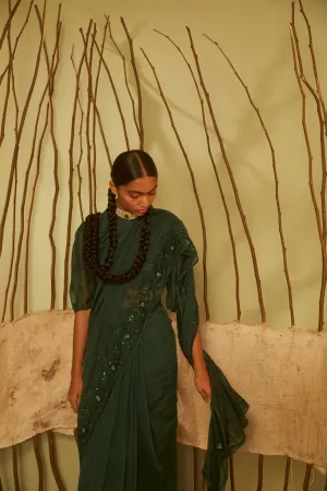 Sarang Kaur  I Bridle Path Green Sunshine saree Chanderi silk Blouse piece Chanderi silk Jhoomar SK01199