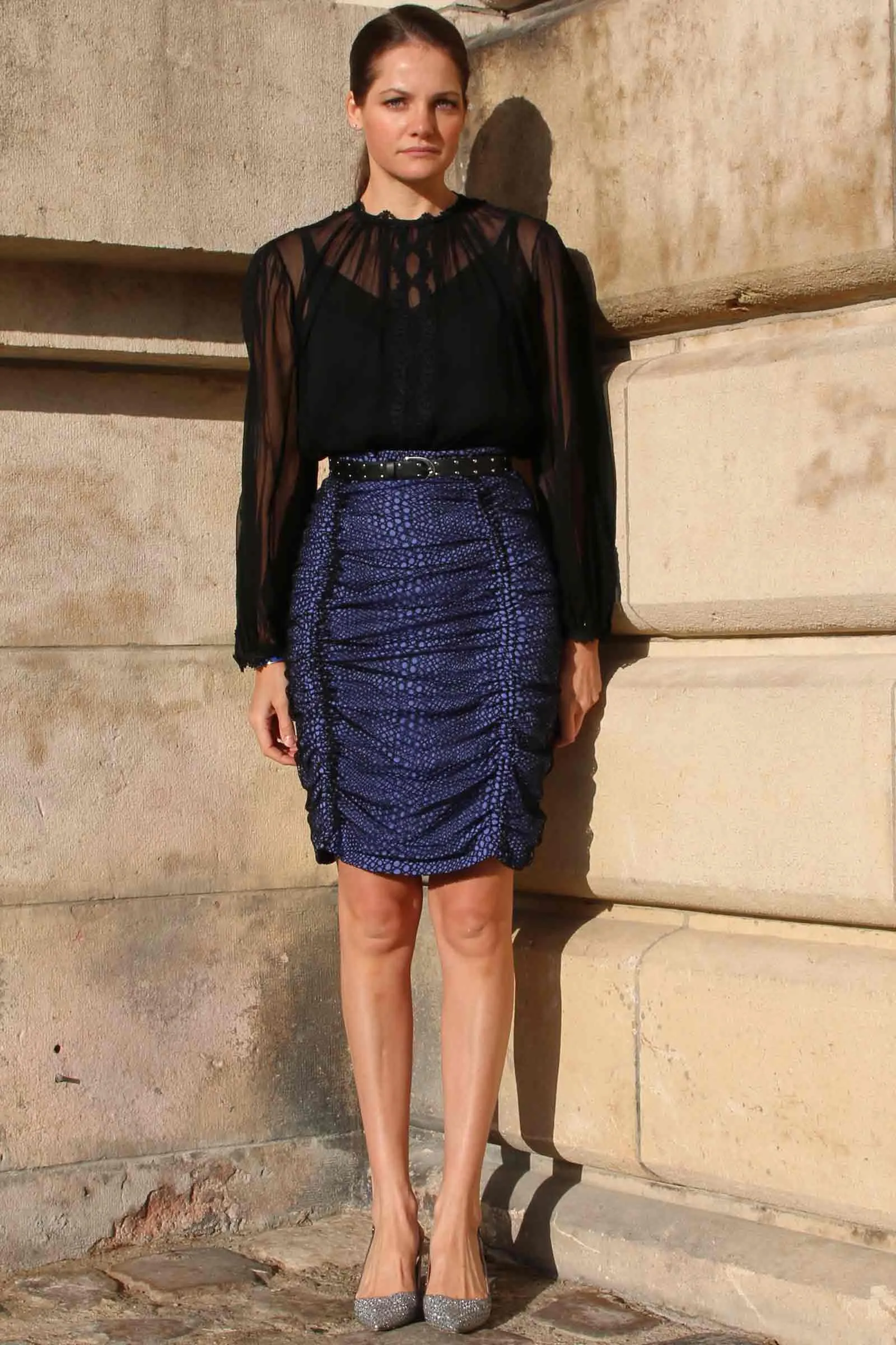 Seine Ruched Pencil Skirt