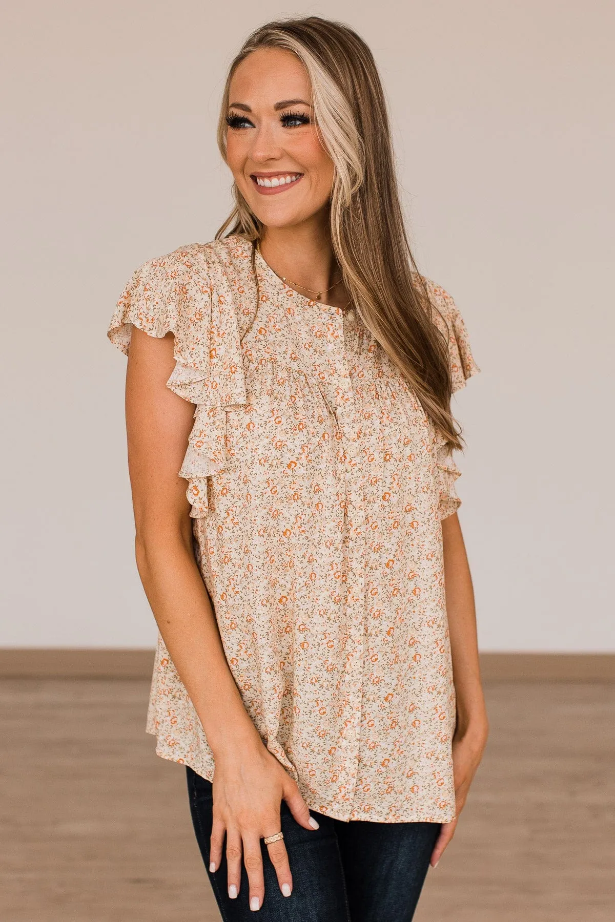 Sending All My Love Floral Blouse- Cream