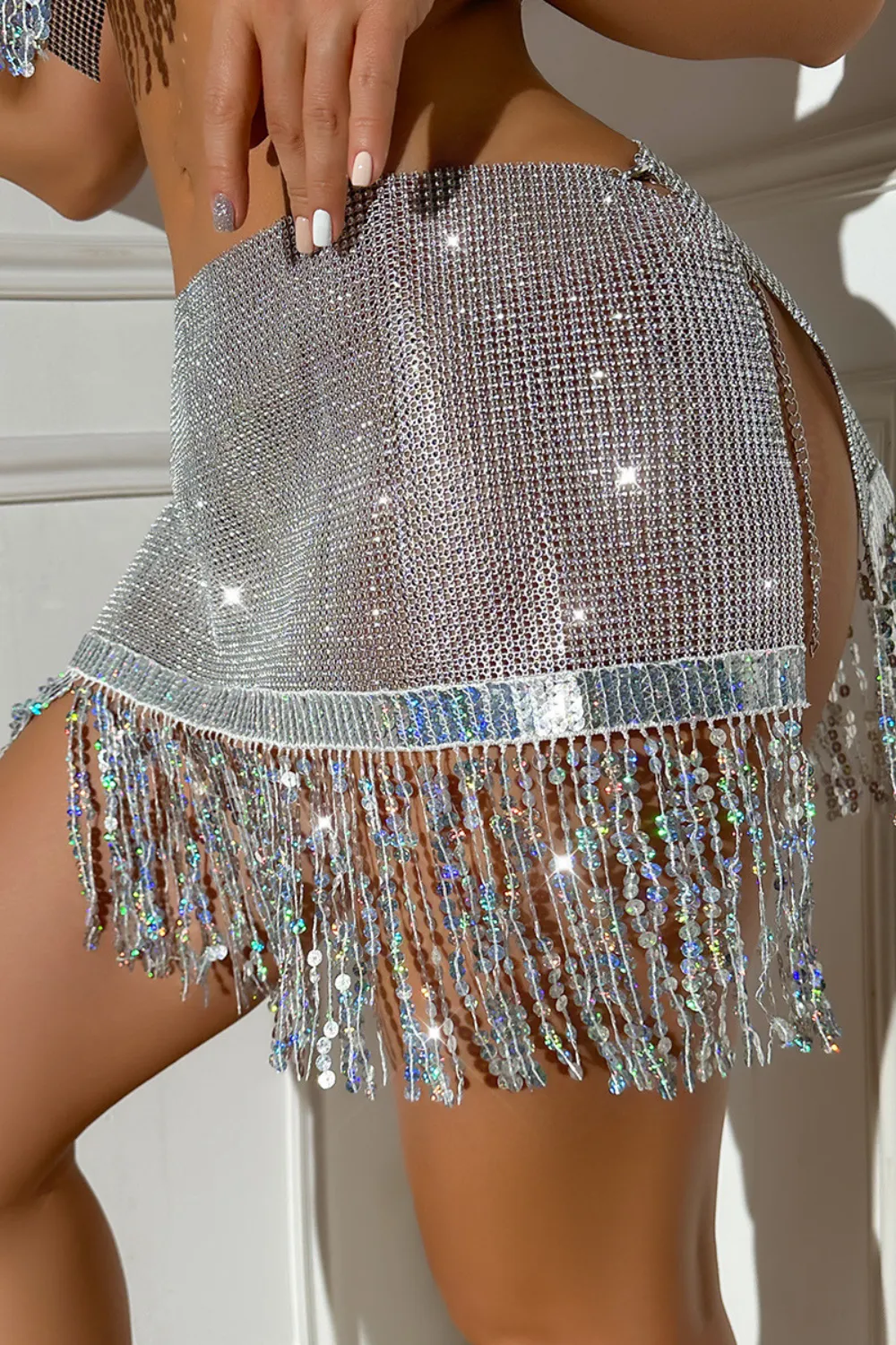 Sequin Tassels Mini Skirt