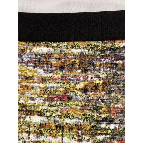 Sexy BCBGMaxaxria Grayce Black/Multicolor Panel Slit Pencil Skirt Size 8