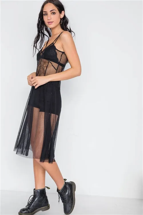 Sheer Mesh Midi Dress