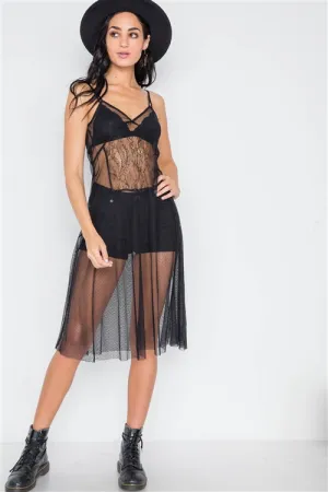 Sheer Mesh Midi Dress