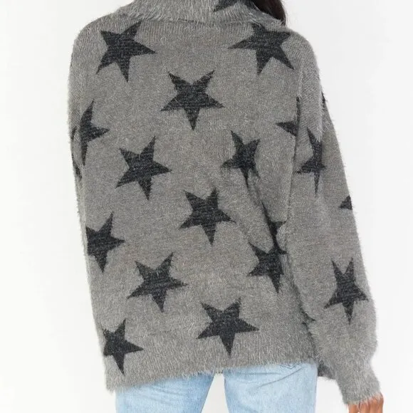 Show Me Your Mumu Fatima Turtleneck Sweater Smokey Star Knit Oversized Small