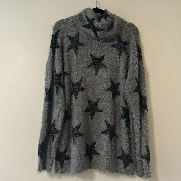 Show Me Your Mumu Fatima Turtleneck Sweater Smokey Star Knit Oversized Small