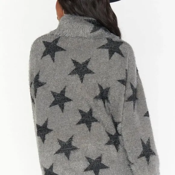 Show Me Your Mumu Fatima Turtleneck Sweater Smokey Star Knit Oversized Small
