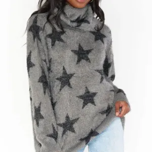 Show Me Your Mumu Fatima Turtleneck Sweater Smokey Star Knit Oversized Small