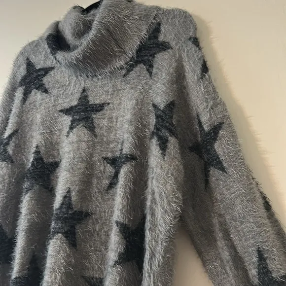 Show Me Your Mumu Fatima Turtleneck Sweater Smokey Star Knit Oversized Small