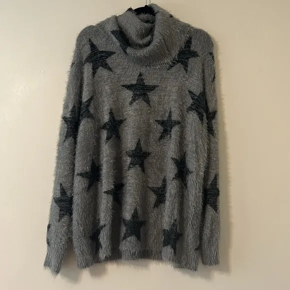 Show Me Your Mumu Fatima Turtleneck Sweater Smokey Star Knit Oversized Small