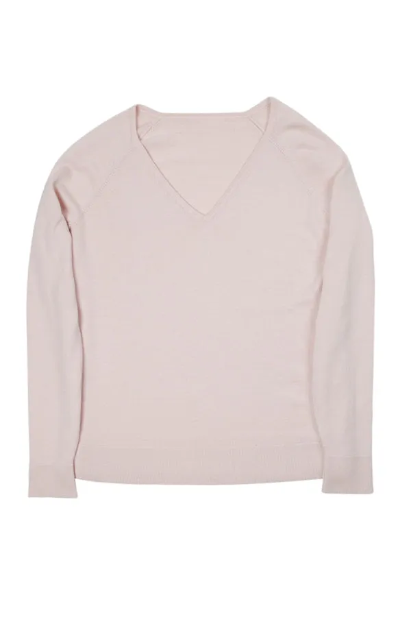 SILK & CASHMERE V-NECK PULLOVER - BLUSH