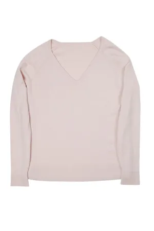 SILK & CASHMERE V-NECK PULLOVER - BLUSH