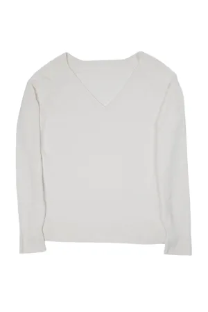 SILK & CASHMERE V-NECK PULLOVER - IVORY