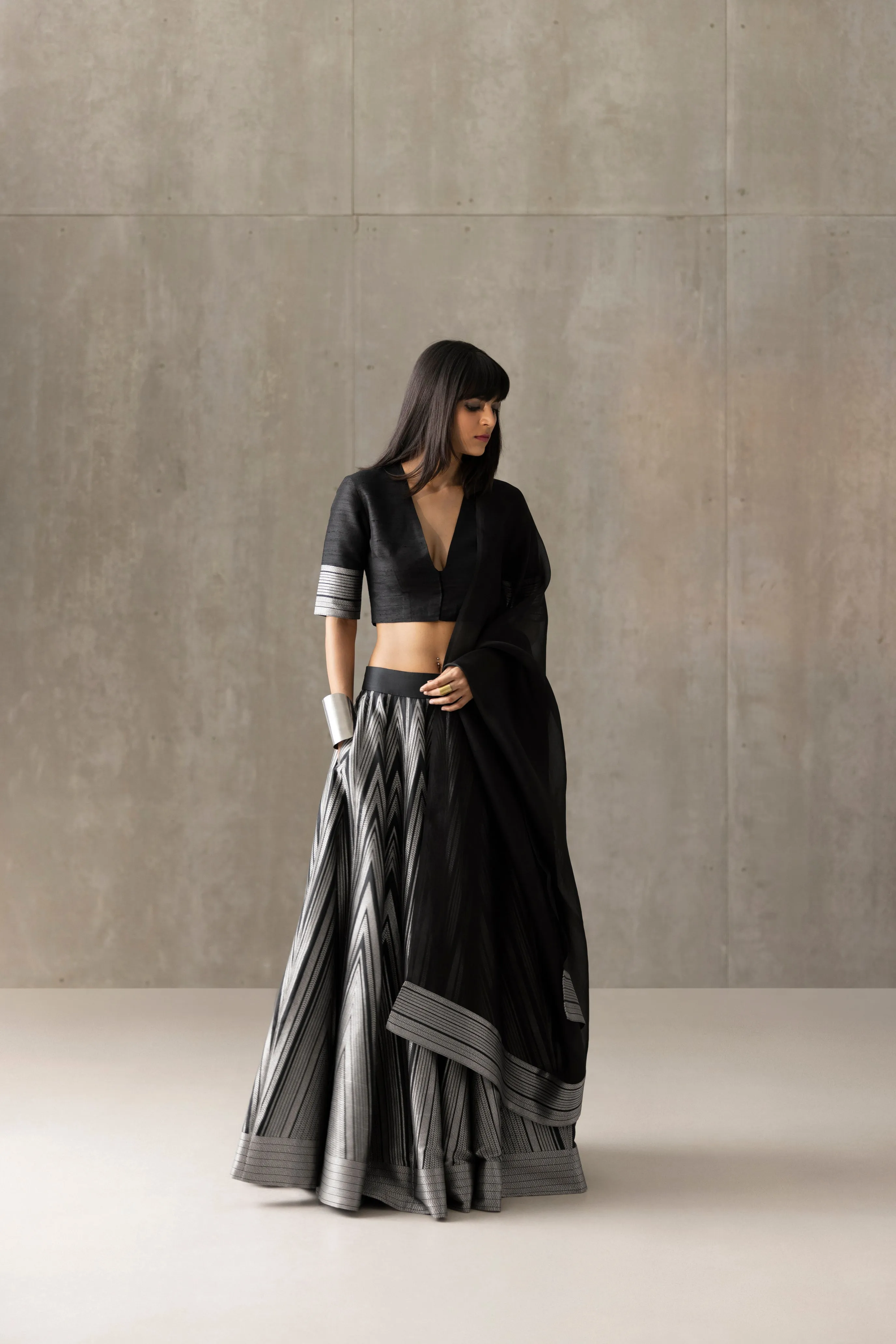 Silk Blouse With Brocade Detail