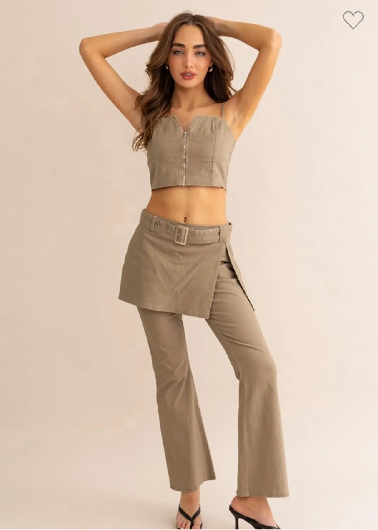 Skirt Layered Bootcut Pants Set