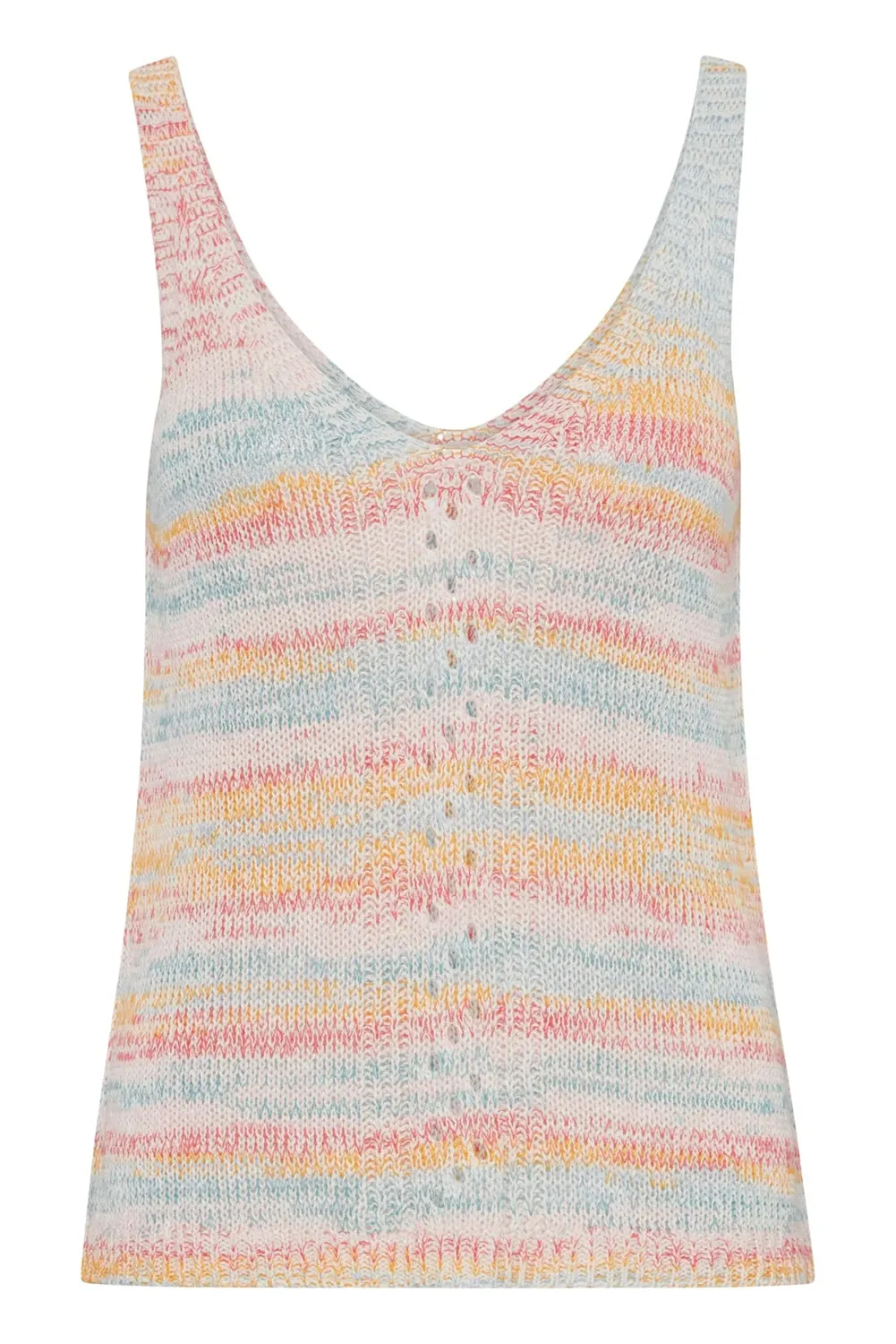 Sky Blue Stripe V Neck Eyelet Detail Sweater Vest