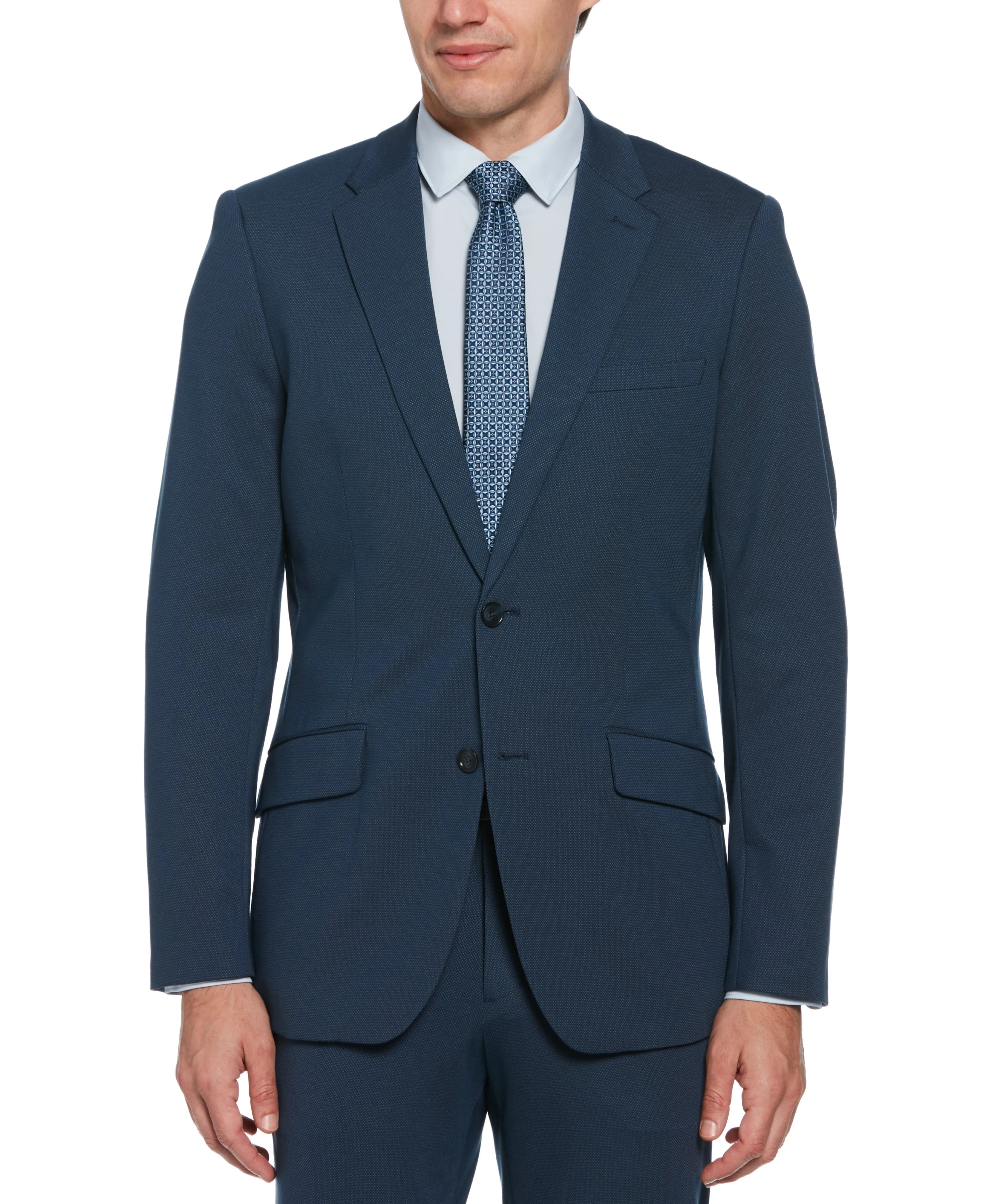 Slim Fit Azure Pindot Stretch Knit Suit