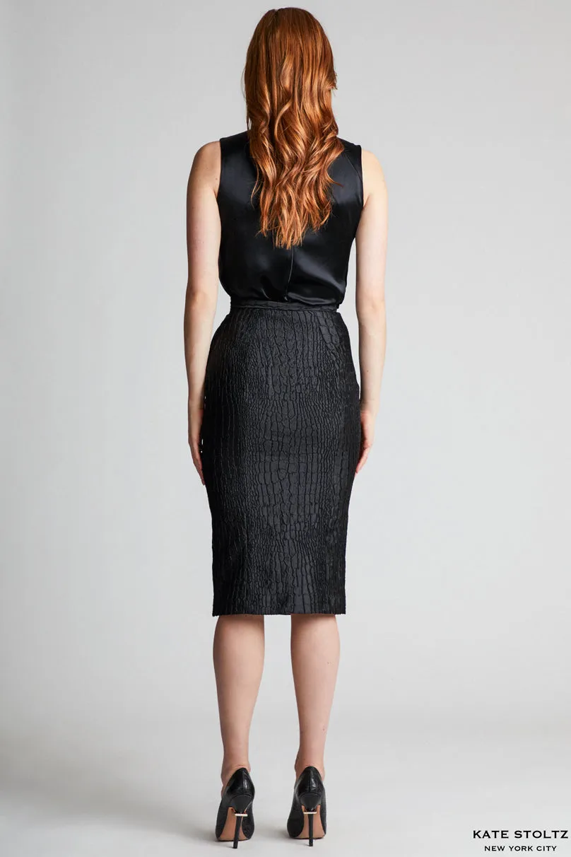 Snakeskin Jacquard Pencil Skirt