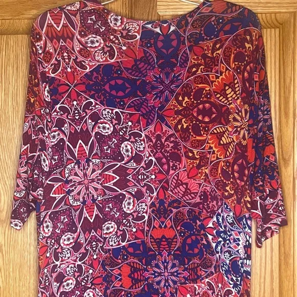 Soft Surroundings Mixed Media Geometric Print Boho Jersey Maxi Dress Size XL