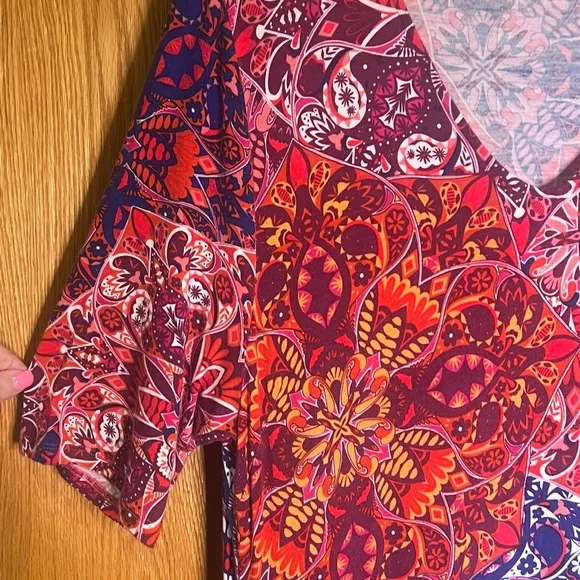 Soft Surroundings Mixed Media Geometric Print Boho Jersey Maxi Dress Size XL