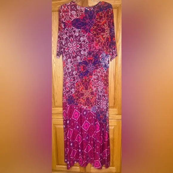 Soft Surroundings Mixed Media Geometric Print Boho Jersey Maxi Dress Size XL