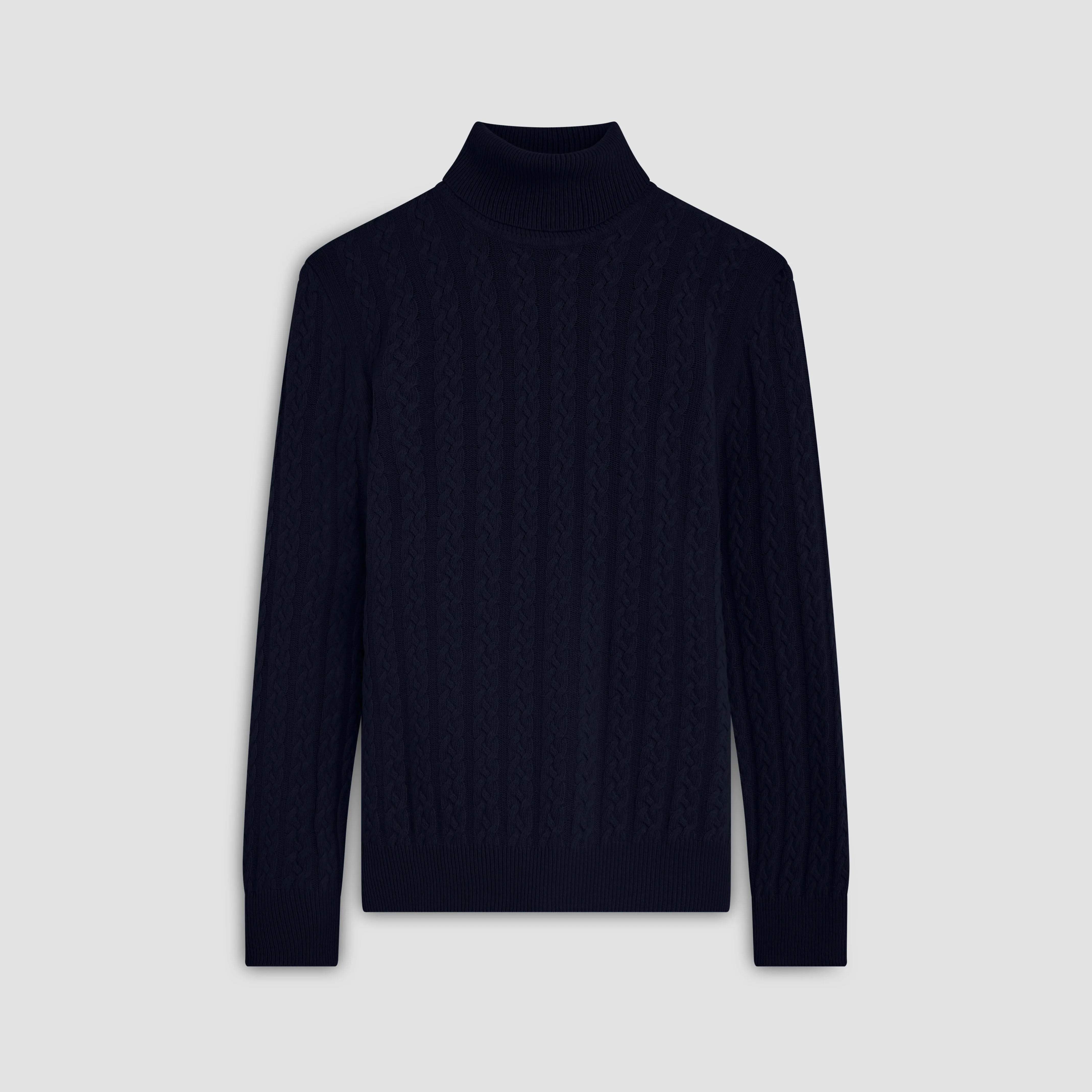 Solid Cable Turtleneck Sweater
