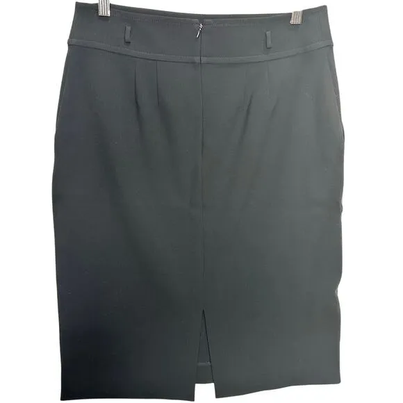 St. John Black Vented High Waist Belted Pencil Skirt size 10