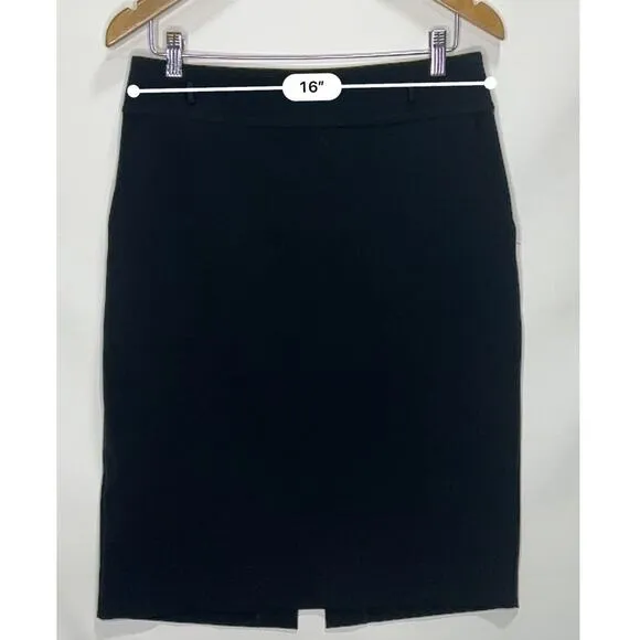 St. John Black Vented High Waist Belted Pencil Skirt size 10