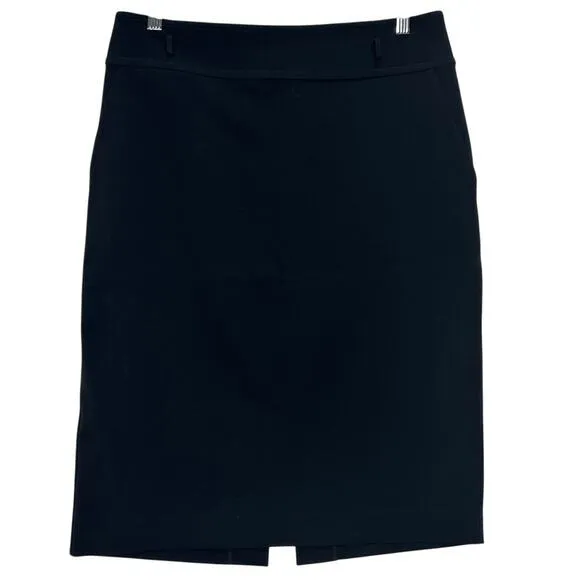 St. John Black Vented High Waist Belted Pencil Skirt size 10