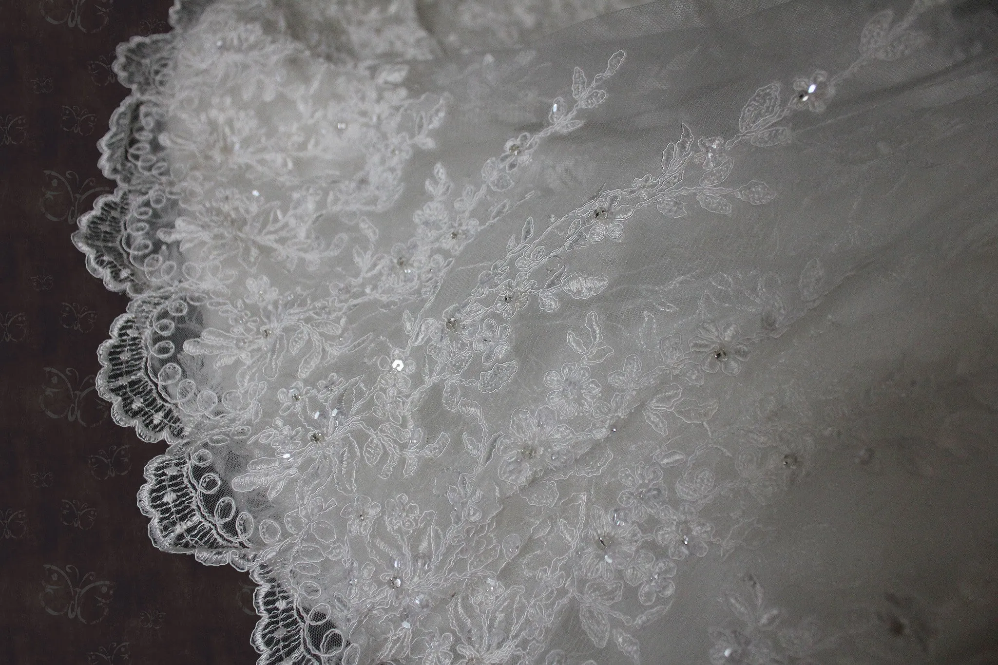 Strapless A-line Bridal Illusion over Lace Wedding Dress | Venice