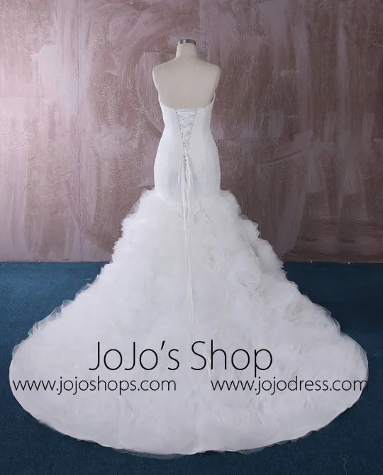 Strapless Fit and Flare Wedding Dress with Rosette Ruffle Skirt | QT1815014