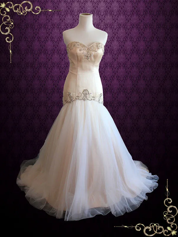 Strapless Sweetheart Fit and Flare Tulle Wedding Dress | CASSY
