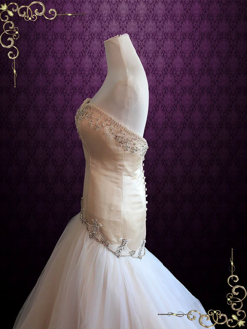 Strapless Sweetheart Fit and Flare Tulle Wedding Dress | CASSY
