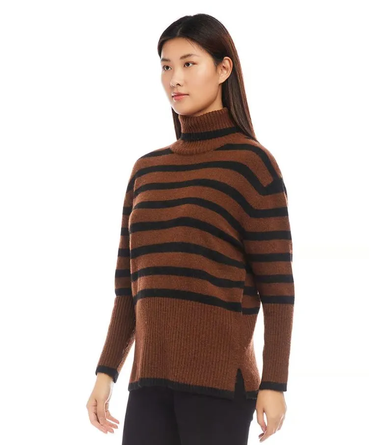Stripe Turtleneck Sweater