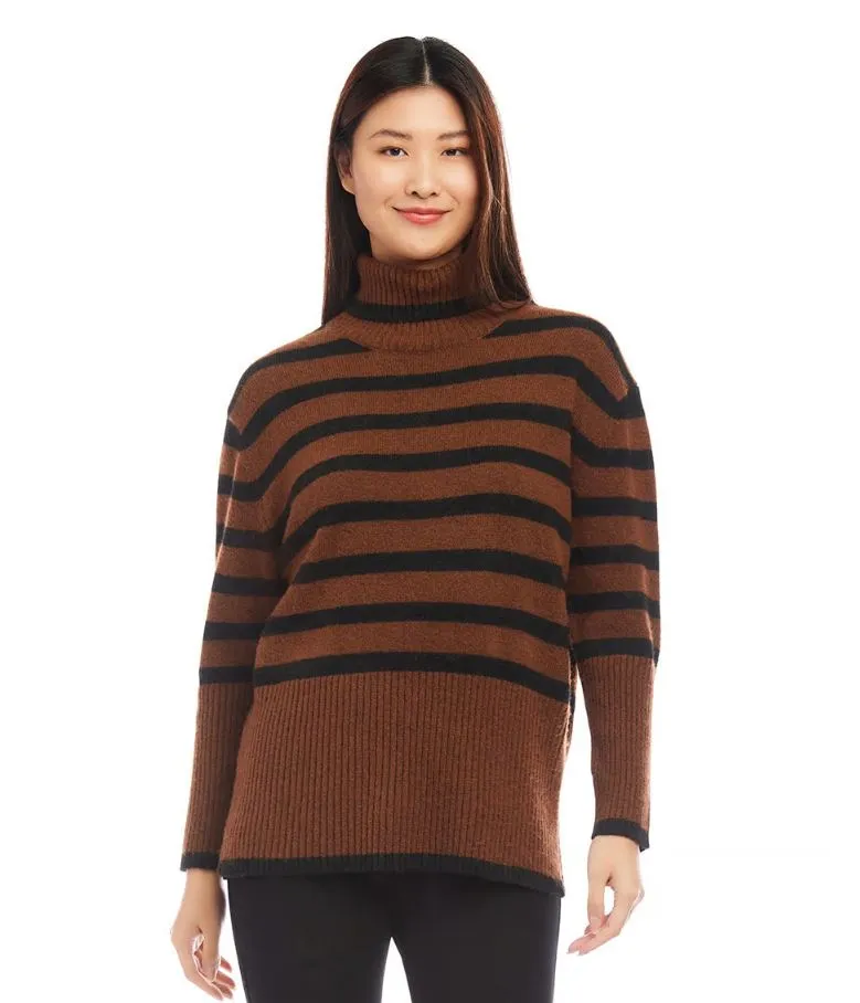 Stripe Turtleneck Sweater