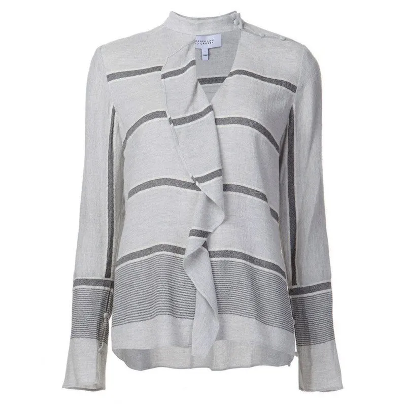 Striped Flanel Ruffle Blouse