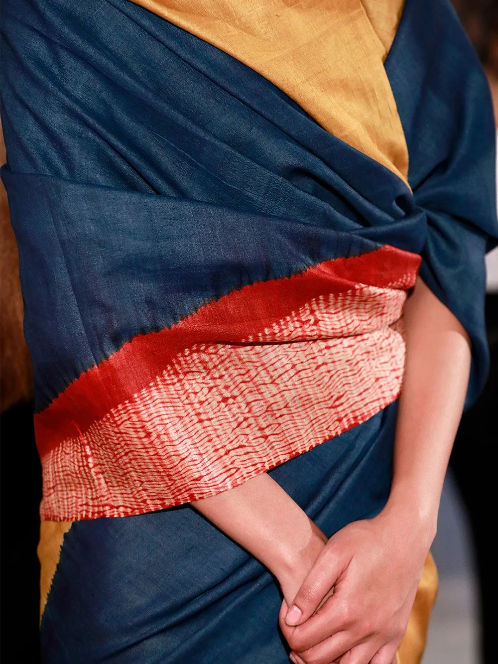 Studio Medium   I   Colour Blocked Tussar Silk Saree Shibori