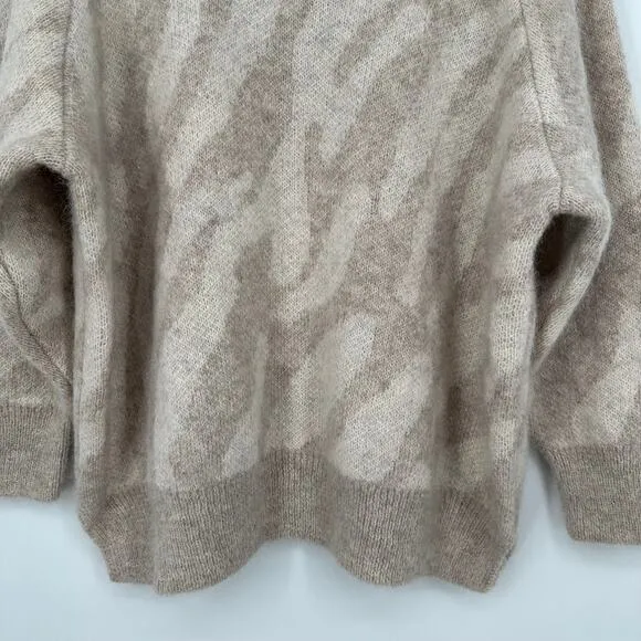 Sweaty Betty Turtleneck Sweater Animal Print Mohair Alpaca Blend Chunky Knit
