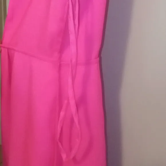 Tahari Pink Satin Striped Organza Fit &amp; Flare Women's Dress Size 8