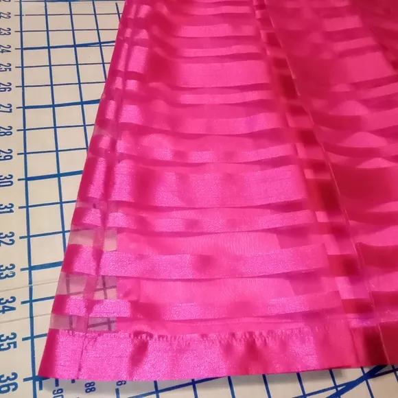 Tahari Pink Satin Striped Organza Fit &amp; Flare Women's Dress Size 8
