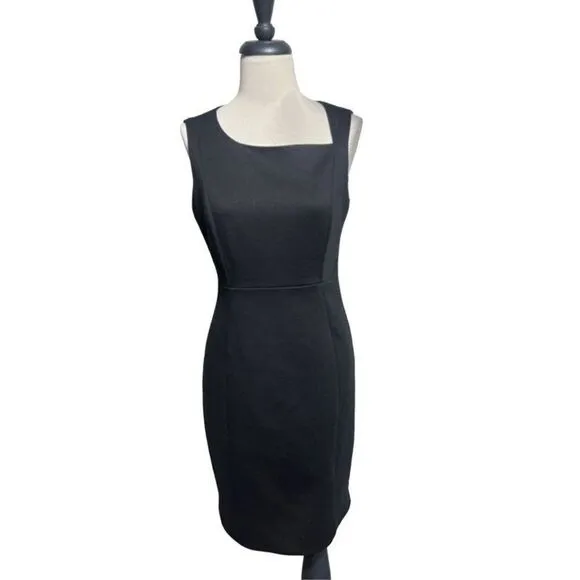 Tahari Size 6 Sleeveless Little Black Dress Shift Dress Career Dress