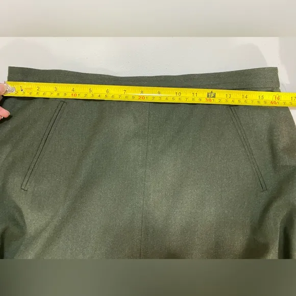 Talbots Woman Loden Green Lined Wool Pencil A-Line Skirt Size 12P Petite Classic