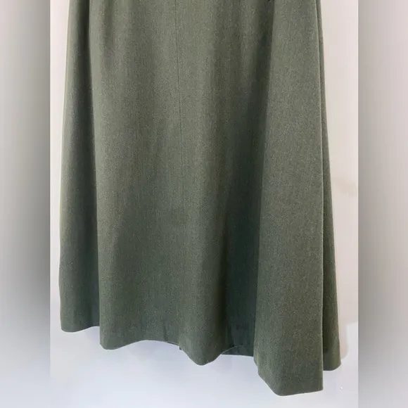 Talbots Woman Loden Green Lined Wool Pencil A-Line Skirt Size 12P Petite Classic