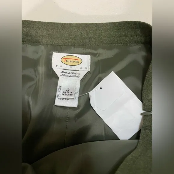 Talbots Woman Loden Green Lined Wool Pencil A-Line Skirt Size 12P Petite Classic